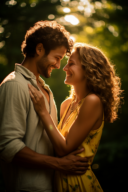 Couple holding hands and smiling